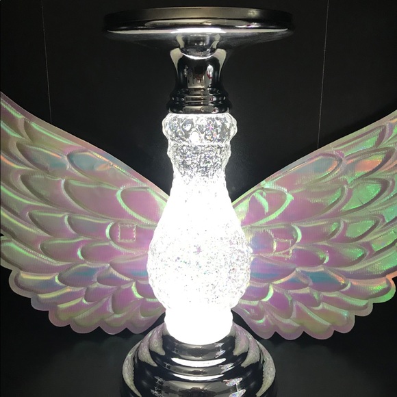 BBW silver swirling glitter candle pedestal faceted